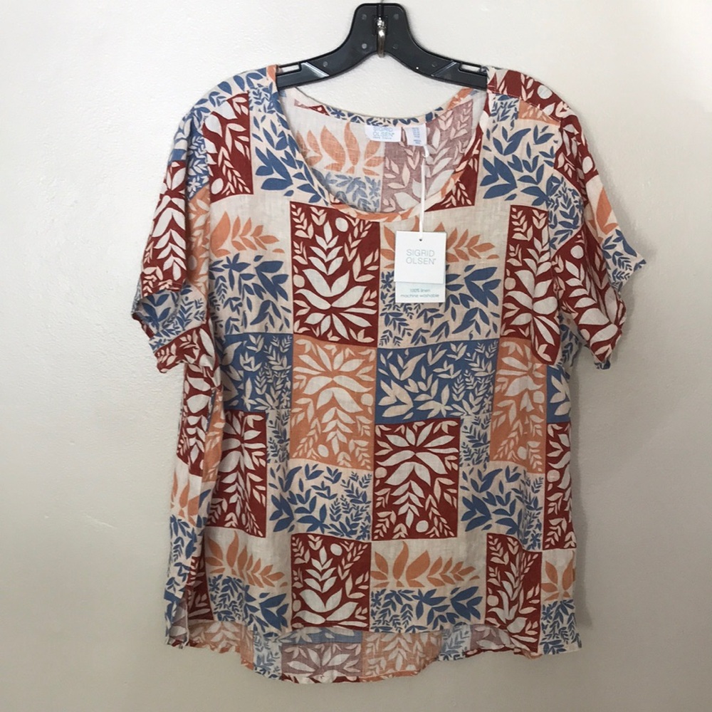 NEW Sigrid Olsen 100% Linen Top